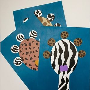 Acrylic Original Painting On Canvas Paper 9X12 Turquoise Urban Art